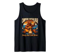 Campfire Guitar Bear Song and Cold Brew Camping Nights Tank Top