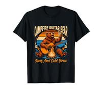 Campfire Guitar Bear Song and Cold Brew Camping Nights Value Graphic T-Shirt