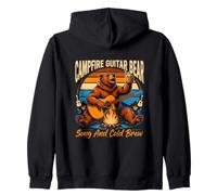 Campfire Guitar Bear Song And Cold Brew Camping Nights Zip Hoodie