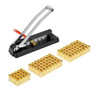 CAMPFIRE Heavy Duty Bench Hose Crimper Kit with 50pk Ferrules 0.593" ID & 0.625" ID and 20pk Ferrules 0.525" ID, Crimping Tool for 1/4, 5/16, 3/8 Inch PVC Rubber Hoses, Air Hose,Torch Hose Repair Kit