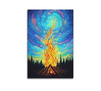 Campfire in Forest Wall Art, Artistic Print, Fantasy Poster, Mystical Canvas Picture, Creative Decor for Living Room Bedroom Study Artistic Wall Mural Modern Hanging Decor Poster12x18inch(30x45cm)