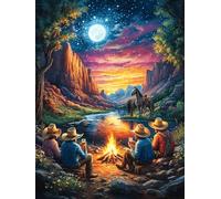 Campfire in Mountain Valley 300 Piece Jigsaw Puzzle for Adults Magical Accompany Fairy Tale Jigsaw Weekend Parent Activity After Work Stress Relief Vibrant Artwork Home Wall 300 PCS