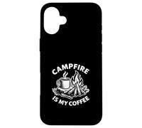 Campfire Is My Coffee Funny Bushcraft Camping Morning Ritual Case for iPhone 16 Plus