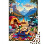 Campfire Lake View 1000 Piece Premium Cardstock Jigsaw Puzzle Set Adult Jigsaws Fun Present Educational Challenge Value Pack Gift Idea 38x26cm/1000pcs