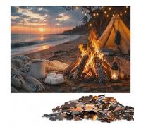 Campfire on The Beach Wooden Jigsaw Puzzle 500 Pieces, Gift for Adults | Colour and shape sorting - a clear section-by-section approach alone or together.