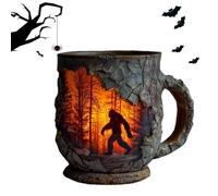 Campfire Resin Mug - Fire Themed Hot Drink Cup, Sturdy Heatproof Camping Coffee Cup, Comfortable Grip Travel Mug, Outdoor Drinkware Accessory, Multi Beverage Serving Design | Hiking Picnic