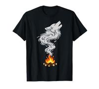 Campfire Spirit Smoke Wolf Silhouette Adventure Art Outdoor T-Shirt