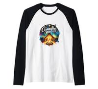 Campfire Stories Camping Tent Hiking Summer Stars Raglan Baseball Tee