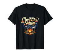 Campfire Stories Mountain Badge Camping Graphic T-Shirt