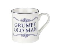 Campfire Style Crew Mugs Coffee & Tea China Mug, Nautical Design White & Blue, Holds 275ml (Grumpy Old Man)