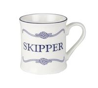Campfire Style Crew Mugs Coffee & Tea China Mug, Nautical Design White & Blue, Holds 275ml (Skipper)