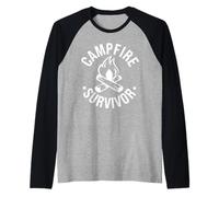 Campfire Survivor Camping Adventure Raglan Baseball Tee