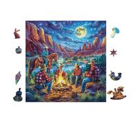 Campfire with Friends in Forest 100-piece Jigsaw Puzzle Bundle Family Puzzle Lovers Brain Training Mindful Activity Spring Rigid Cardboard 28x28cm