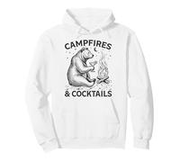 Campfires and Cocktails Funny Bear Camping Drink Lover Pullover Hoodie