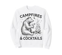 Campfires and Cocktails Funny Bear Camping Drink Lover Sweatshirt