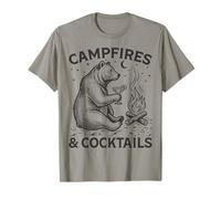Campfires and Cocktails Funny Bear Camping Drink Lover T-Shirt