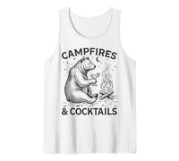Campfires and Cocktails Funny Bear Camping Drink Lover Tank Top