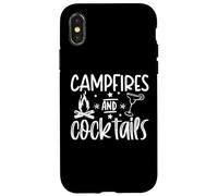 Campfires and Cocktails funny camper camping funny drinking Case for iPhone X/XS