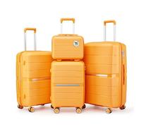 Campfun 3 Piece Luggage Sets, Expandable PP/PC/ABS Hardshell Luggage with TSA Lock, Carry On Suitcase Sets Lightweight Durable with 2 Hooks & Spinner Wheels, 20in/24in/28in, A# Orange,
