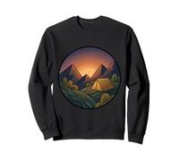 Camping Adventure Outdoor Gift Sunrise Behind Mountains Sweatshirt