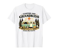 Camping and Grandkids Make Me Happy Retro Camper T-Shirt