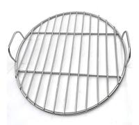 Camping BBQ Grid Round Shape with Handle, Made of Stainless Steel, Features Smooth Welded Joints and Mirror Polished for Easy Cleaning (35cm)