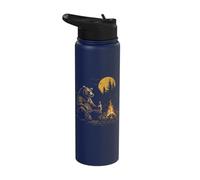 Camping Bear Drinking Beer Hiking Nature Funny Grizzly Bear Stainless Steel Insulated Water Bottle