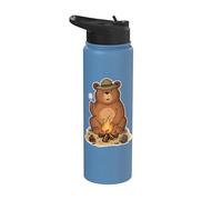 Camping Bear Forest Woods Wild Animal Outdoors Hike Stainless Steel Insulated Water Bottle