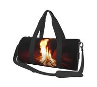 (Camping Bonfire) Print Round Large Travel Bag - Multi-Compartment Organizer Lightweight for Trips & Sports
