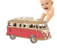 Camping Bus Wooden Puzzle, Bus Toy Wooden Model Kit Building Set, Bus Construction Kit Wooden Craft Tour Bus Puzzle for Kids Adults