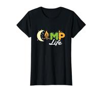 Camping Camp Life Value Graphic T-Shirt, Women, Black, S
