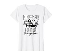 Camping-Camper Microcamper Travel-Caravan Funny Minicamper Value Graphic T-Shirt, Women, White, L