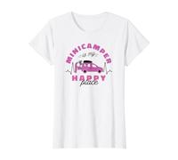 Camping-Camper Microcamper Travel-Caravan Happy Minicamper Value Graphic T-Shirt, Women, White, L