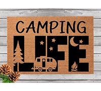 Camping,Camper,Rv Doormat,Camping Life Doormat,Camping Hiker Tent Gift,Happy Camper Welcome Mat,Camping Gift Door Mat 36X24 Inch