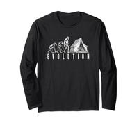Camping Camper Tent Evolution Funny Man Ape Neanderthal Long Sleeve T-Shirt