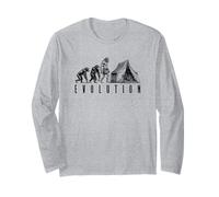 Camping Camper Tent Evolution Funny Man Ape Neanderthal Long Sleeve T-Shirt
