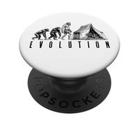 Camping Camper Tent Evolution Funny Man Ape Neanderthal PopSockets Adhesive PopGrip
