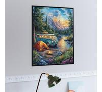 Camping Camper Van 500 Piece Jigsaw Puzzle for Adults Natural Scenery Animals Jigsaw Living Room Decor Highlight Brainteaser Perfect Holiday Present Relaxation Tool 500 PCS