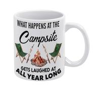 Camping Campsite Mug Rustic What Happens at The Campfire Mug Funny Coffee Mug,Man Cave Prints,The Best Gift for Colleagues, Parents, and Grandparents, 110z Men and Women