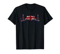 Camping Caravan Heartbeat UK Flag Union Jack Retro Vintage T-Shirt
