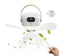 Camping Ceiling Fan - Outdoor Cooling Fan with USB Charging | Night Fan with 3 Speeds and Remote Control for Camping, Garden, Bedroom, Glamping, Beach, Caravans and Patio