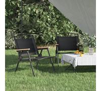 Camping Chair 2pcs Foldable Black 54x43x59cm 500D Oxford Fabric Steel Frame Seat
