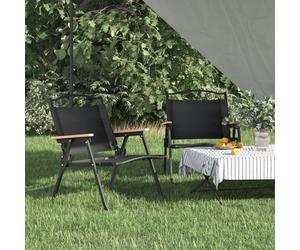 Camping Chair 2pcs Foldable Black 54x43x59cm 500D Oxford Fabric Steel Frame Seat