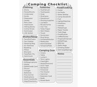 Camping Checklist: Black and White Edition: An Easy-to-Use Packing Guide for Tent, RV, and Cabin Trips