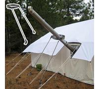 Camping Chimney Pipe Floor Support Bracket, Metal Reinforced Wood Burner Flue Pipe Brace, Roof-mounted Furnace Tube Fixing Rod with Screws(L-120cm(47"),200mm (7.8") Dia)