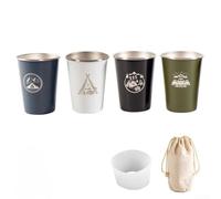 Camping Coffee Cups Set 304 Stainless Steel Stackable Travel Mugs With Storage Bag Portable Drinking Cups For Outdoor Activities Silicone Sleeve 350ml 4 Pack(FOUR COLORS)