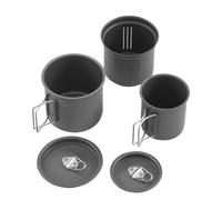 Camping Coffee Mugs - Portable 3-Piece Stackable Cookware with Folding Handles, Coffee Pots for Outdoor Hiking, Survival, Adventure, Fishing, Campfire, Boiling Tea, Cold Weather, Park, and Water Use