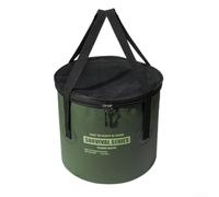 Camping Collapsible Bucket 22L Lightweight Portable | 2-second fold mechanism, stores flat at 2cm, ideal for tight spaces, camping gear essential(Green)