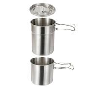 Camping Cook Set, Stainless Steel Backpacking Cookware, Portable Save Space Survival Cooking Gear for Hiking Backpacking Picnic Fishing