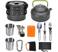 Camping Cooking Mess Camping Cooking Cookware Mess Kit Outdoor Ultralight Non-Stick Pots Pan Kettle Folding For Hiking Picnic, RV Travel(Black)